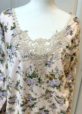 VTG Victoria's Secret Floral Nightgown L Gold Label Prairie Country Cottagecore